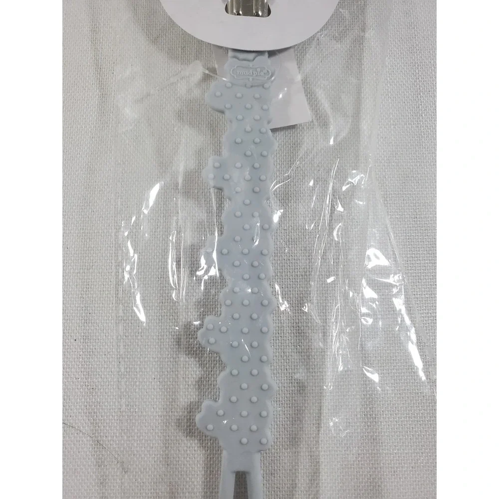 Mud Pie Bunny Silicone Pacifier Strap Clip Gray BPA‎ Free Baby Paci Holder NEW